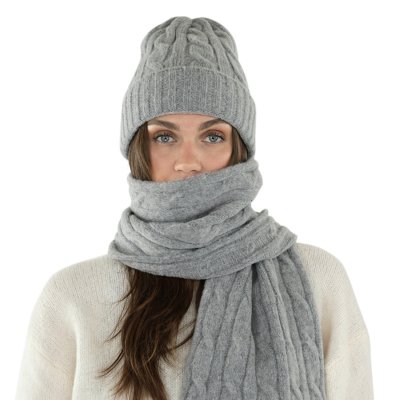 Scarves - Gårda Sölden Cable Knit Wool Mix Scarf (grey)