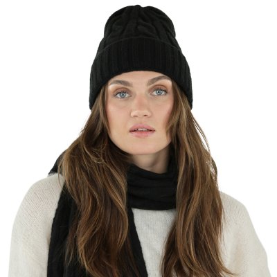 Scarves - Gårda Sölden Cable Knit Wool Mix Scarf (black)
