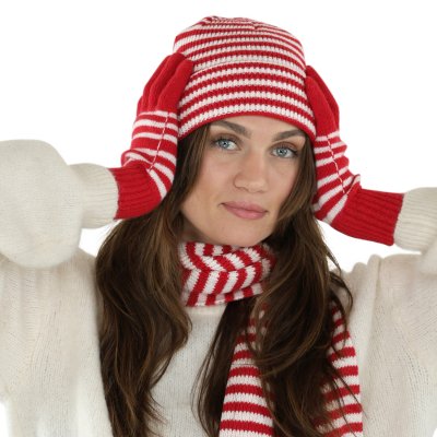 Gloves - Gårda Cavalese Knitted Wool Mix Gloves (red/white)