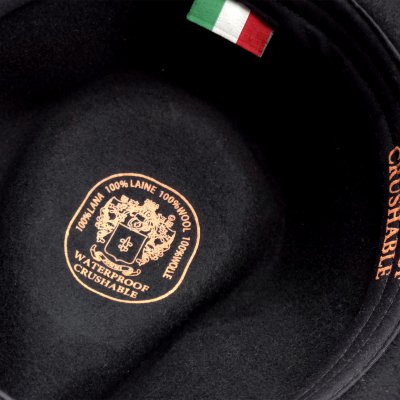 Hats - Gårda Belluno Crushable Wool felt Fedora (black)