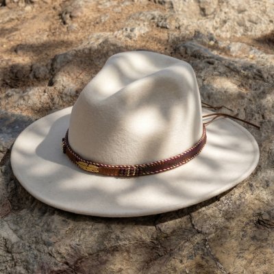 Hats - Gårda Toquerville Crushable Wool felt Western hat (cream)