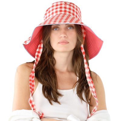Hats - Gårda Poppy Checkered sun hat (red)
