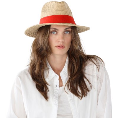 Straw Hat - Gårda Positano Fedora (nature/red)
