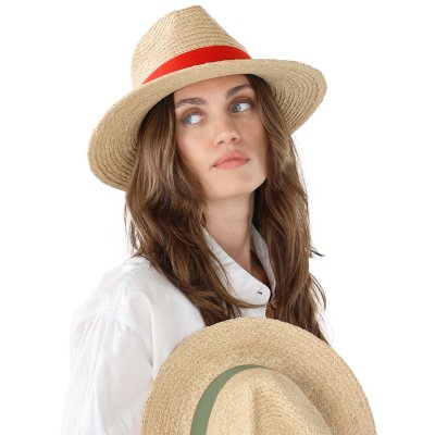 Straw Hat - Gårda Positano Fedora (nature/red)