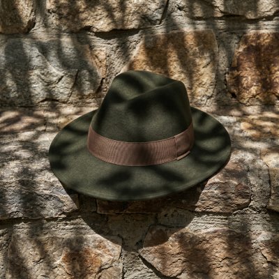 Hats - Gårda Volterra Fedora Wool Hat (army green/beige)