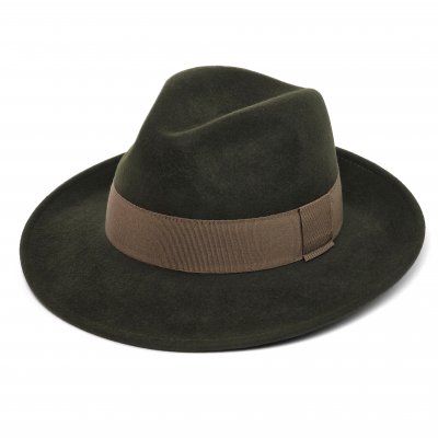 Hats - Gårda Volterra Fedora Wool Hat (army green/beige)