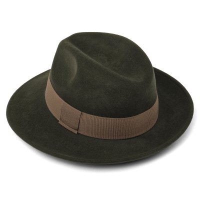 Hats - Gårda Volterra Fedora Wool Hat (army green/beige)
