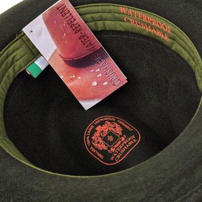 Hats - Gårda Volterra Fedora Wool Hat (army green/beige)