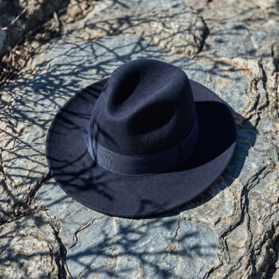 Hats - Gårda Volterra Fedora Wool Hat (navy)