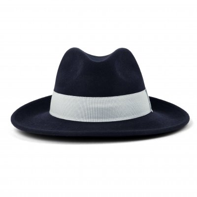 Hats - Gårda Volterra Fedora Wool Hat (navy/off white)