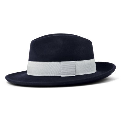 Hats - Gårda Volterra Fedora Wool Hat (navy/off white)