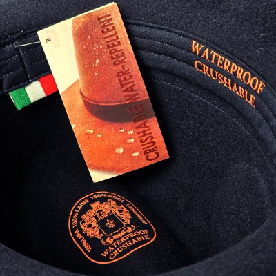 Hats - Gårda Volterra Fedora Wool Hat (navy/off white)