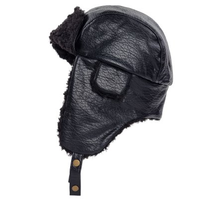 Trapper hat - Gårda Linsell Leather Trapper (black)