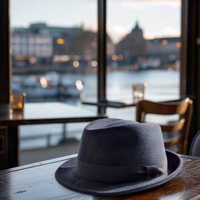 Hats - Gårda Padua Trilby Wool Hat (navy blue)