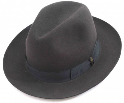 Hats - Borsalino Marengo Wide Brim Fedora (grey with blue band)