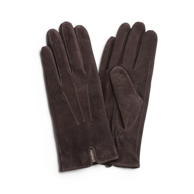 Gloves - HK Women's glove Vent Lambsuede, Wool blend lining (brown)