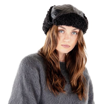 Trapper hat - Gårda Linsell Leather Trapper (black)