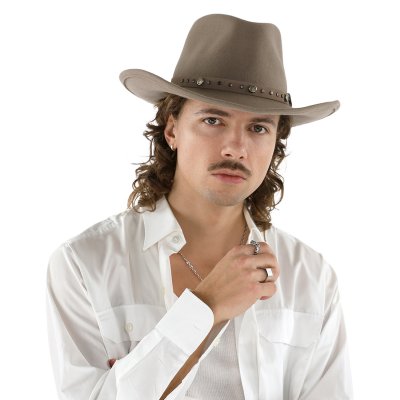 Hats - Gårda Bowmont Crushable Wool felt Western hat (greige)