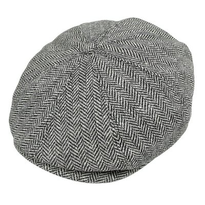 Flat cap - Jaxon Herringbone Newsboy Cap (grey)