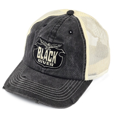 Cap - Black River Eagle Washed Trucker (black/cream)