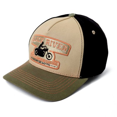Cap - Black River Motorcycle Trucker (beige/black/green)