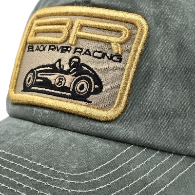 Cap - Black River Racer Washed Trucker (dark green/cream)