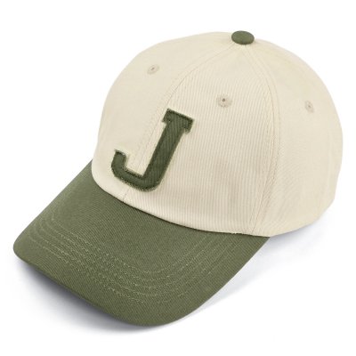 Cap - Gårda Letter Cap 'J' (cream/moss green)