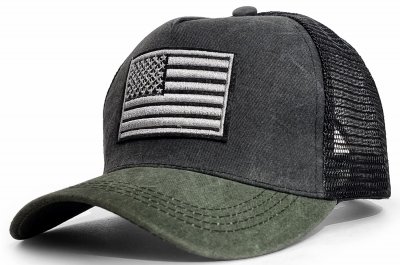 Caps - Gårda Flag Denim Trucker Cap (black/green)