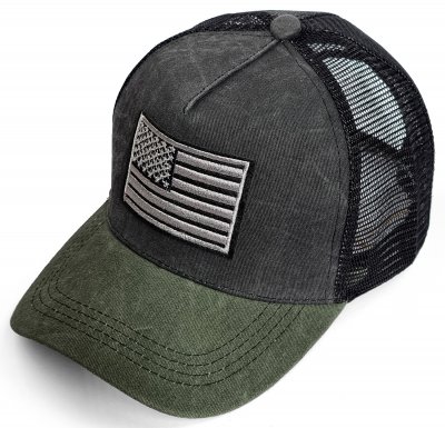 Caps - Gårda Flag Denim Trucker Cap (black/green)