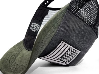 Caps - Gårda Flag Denim Trucker Cap (black/green)