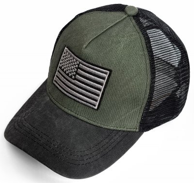 Caps - Gårda Flag Denim Trucker Cap (green/black)