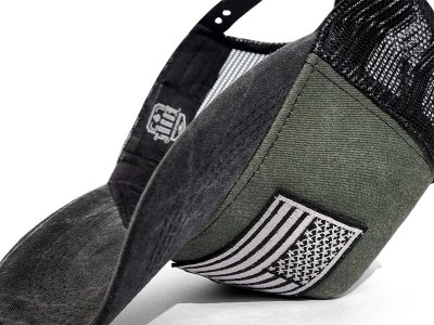 Caps - Gårda Flag Denim Trucker Cap (green/black)