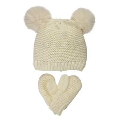 Beanie and Mittens Kids - Gårda Målilla Knitted Set (white)