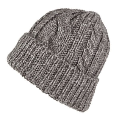 Beanies - Gårda Bormio Cable Knit Wool Mix Beanie (grey/beige)