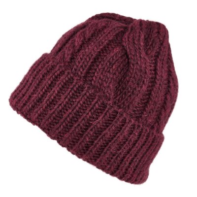 Beanies - Gårda Bormio Cable Knit Wool Mix Beanie (bordeaux)