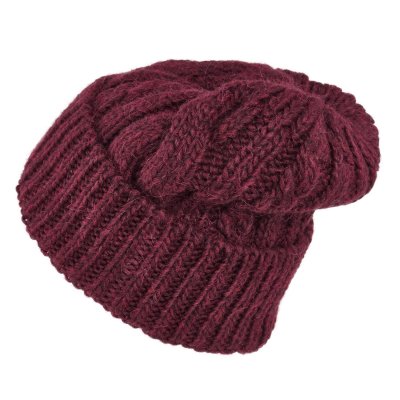 Beanies - Gårda Bormio Cable Knit Wool Mix Beanie (bordeaux)