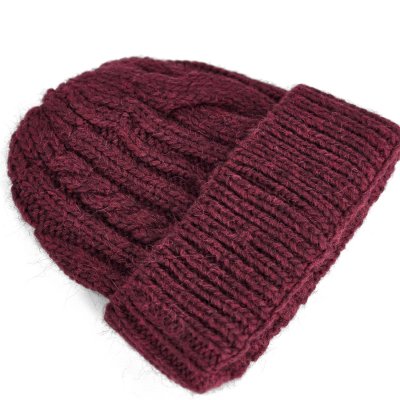 Beanies - Gårda Bormio Cable Knit Wool Mix Beanie (bordeaux)