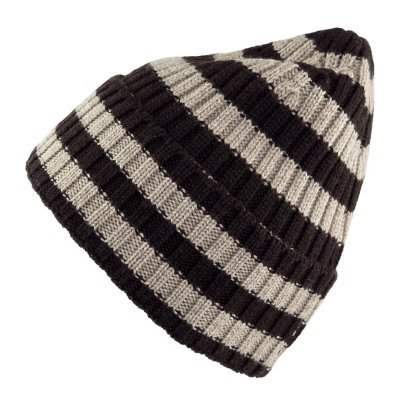 Beanies - Gårda Davos Striped Merino Wool Beanie (brown/beige)