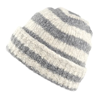 Beanies - Gårda Lech Striped Wool Mix Beanie (beige/grey)