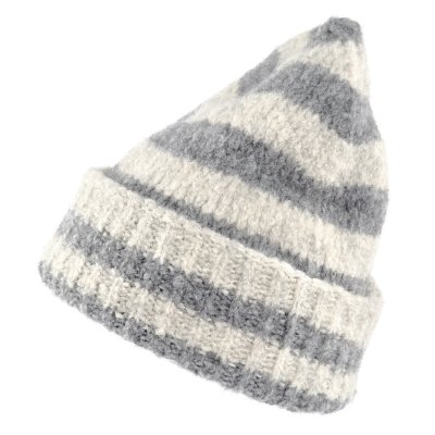Beanies - Gårda Lech Striped Wool Mix Beanie (beige/grey)