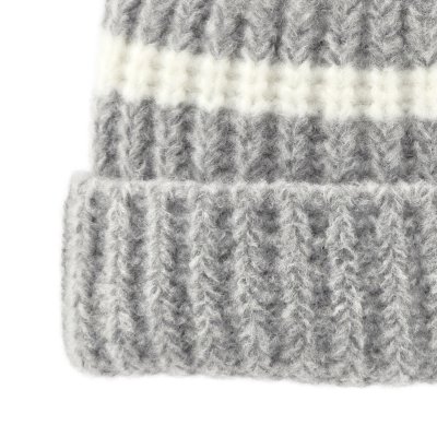 Beanies - Gårda Les Deux Alpes Striped Merino Mix Beanie (grey/white)