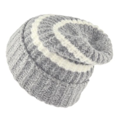 Beanies - Gårda Les Deux Alpes Striped Merino Mix Beanie (grey/white)