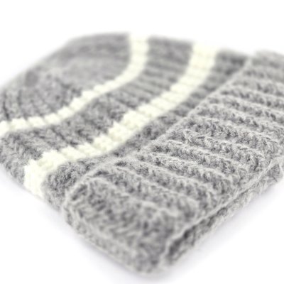Beanies - Gårda Les Deux Alpes Striped Merino Mix Beanie (grey/white)