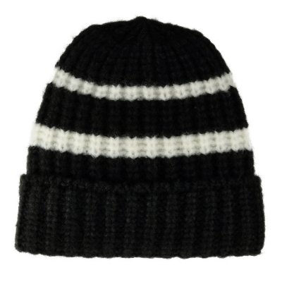 Beanies - Gårda Les Deux Alpes Striped Merino Mix Beanie (black/white)