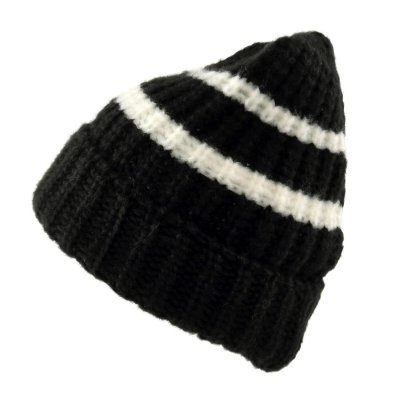 Beanies - Gårda Les Deux Alpes Striped Merino Mix Beanie (black/white)