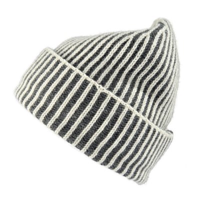 Beanies - Gårda Megève Striped Cashmere Mix Beanie (grey/white)