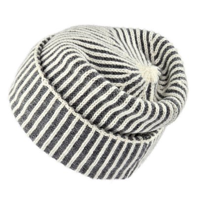 Beanies - Gårda Megève Striped Cashmere Mix Beanie (grey/white)