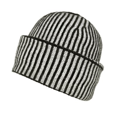 Beanies - Gårda Megève Striped Cashmere Mix Beanie (black/white)