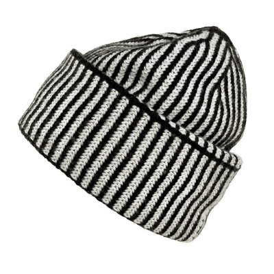 Beanies - Gårda Megève Striped Cashmere Mix Beanie (black/white)