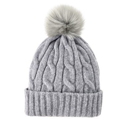 Beanies - Gårda Saas-Fee Cable Knit Wool Mix Beanie (grey)